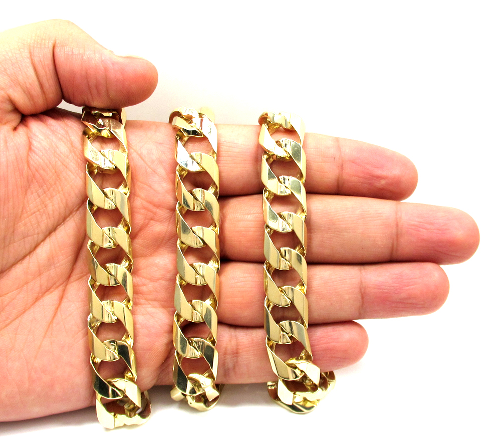 10k yellow gold thick cuban chain 30 inch 13.5mm - Image 5