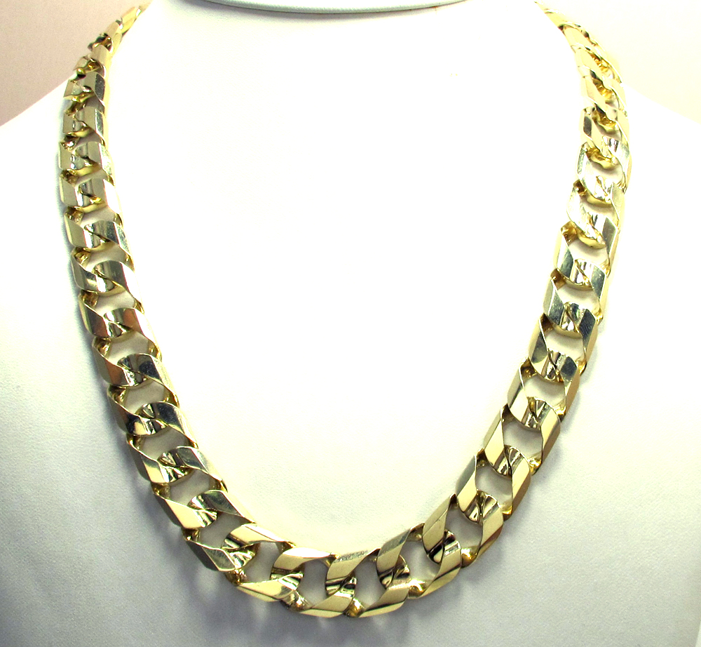 10k yellow gold thick cuban chain 30 inch 13.5mm
