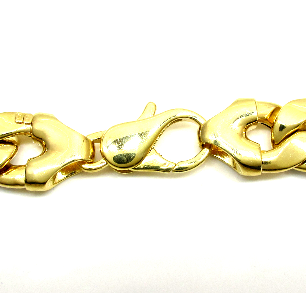 10k yellow gold one sided diamond cut cuban chain 28 inch 13.20mm 