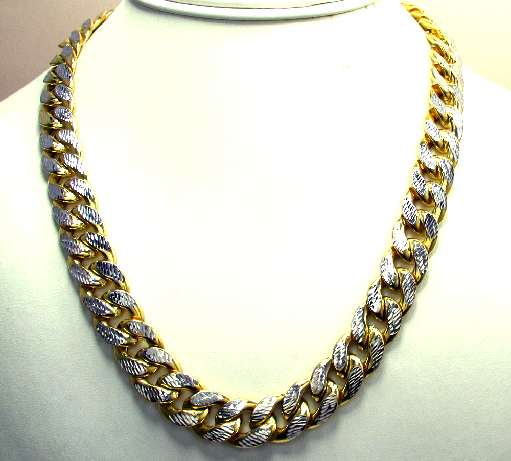 10k yellow gold one sided diamond cut cuban chain 28 inch 13.20mm - Image 6