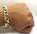 10k yellow gold one sided diamond cut cuban bracelet 9 inch 15mm