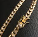 10k yellow gold one sided diamond cut cuban bracelet 9 inch 8.40mm 