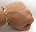 10k yellow gold one sided diamond cut cuban bracelet 9 inch 8.40mm 