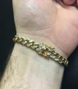 10k yellow gold one sided diamond cut cuban bracelet 9 inch 8.40mm 