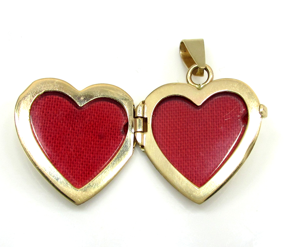 14k yellow gold picture heart locket pendant 
