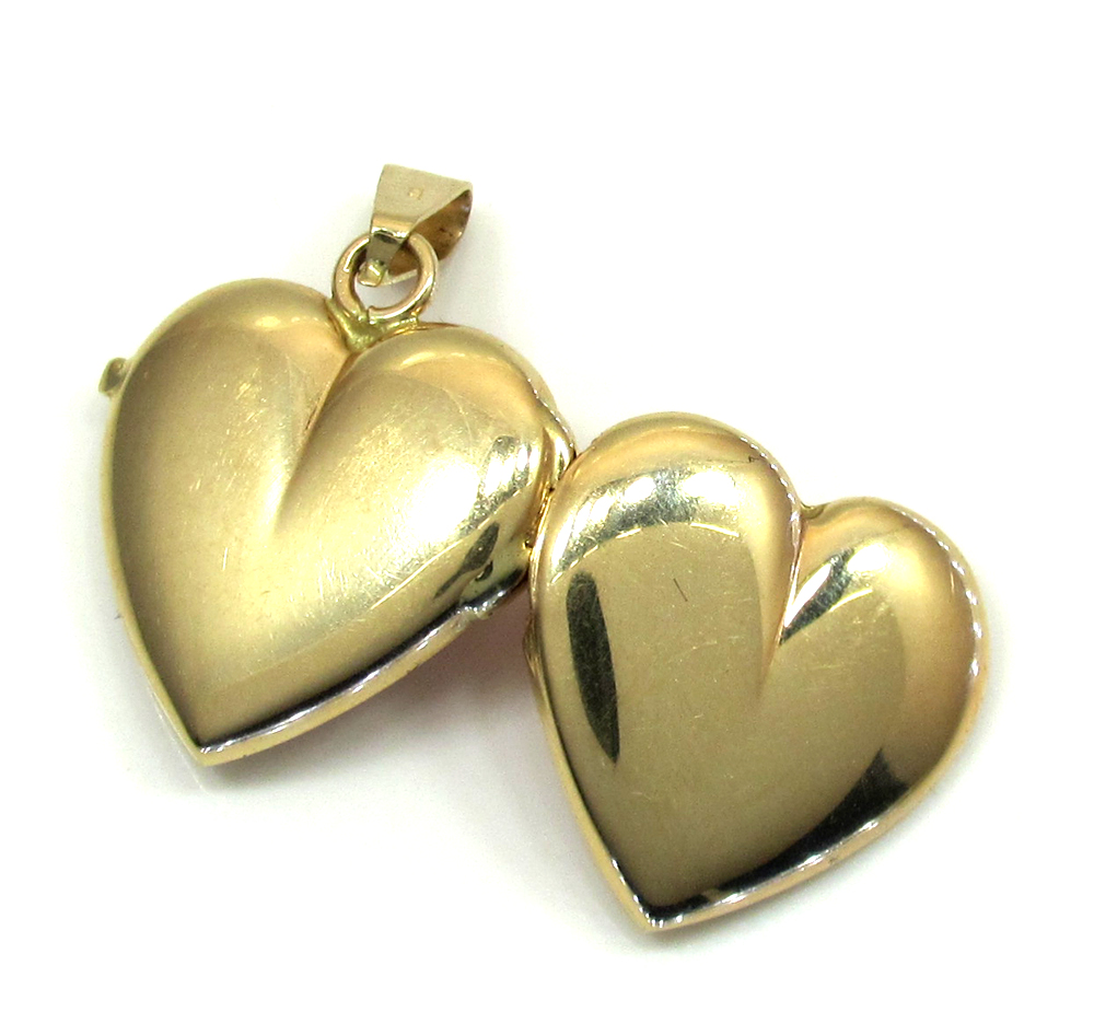14k yellow gold picture heart locket pendant 
