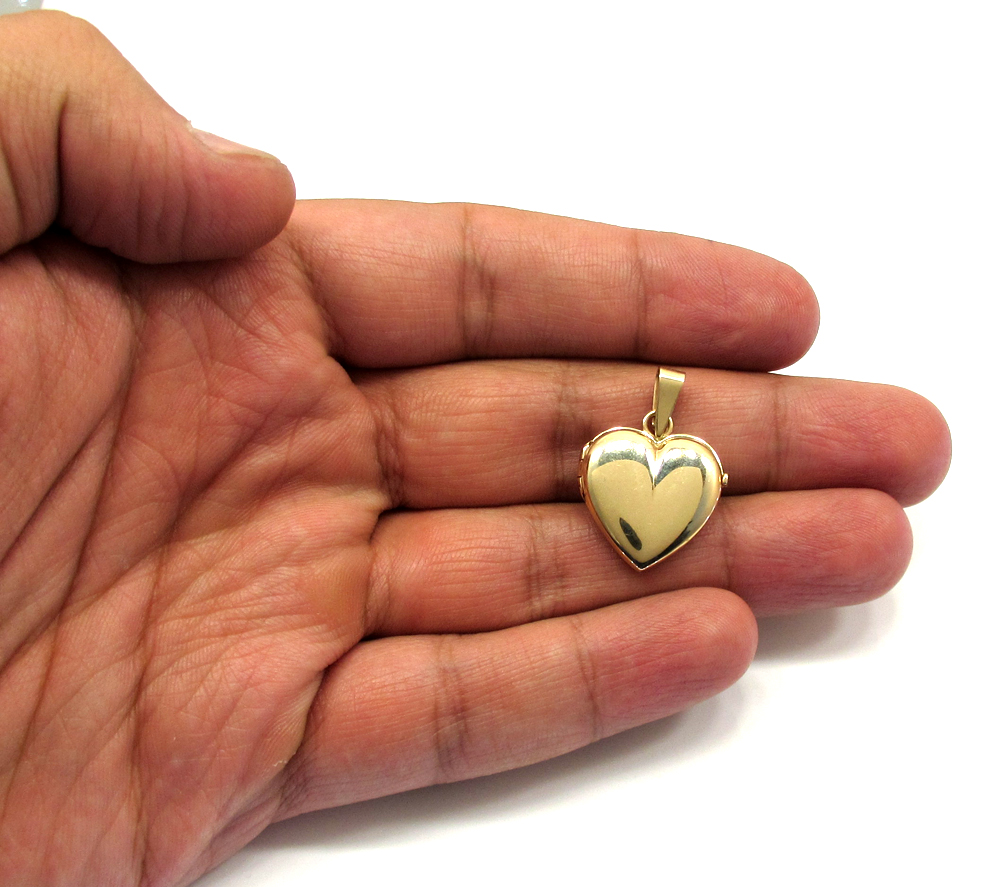 14k yellow gold picture heart locket pendant 
