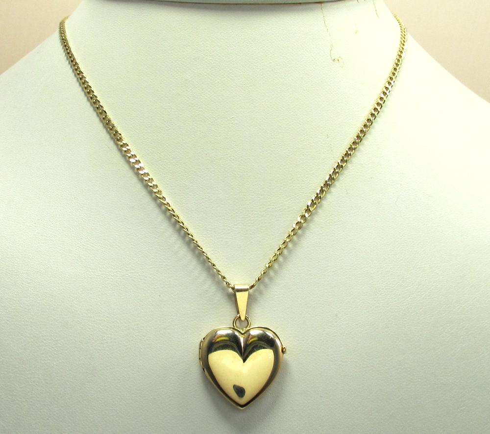 14k yellow gold picture heart locket pendant 