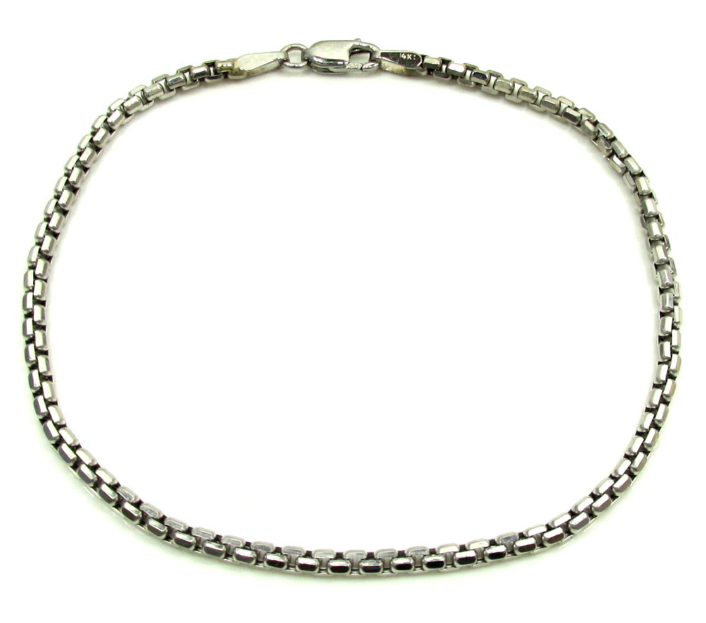 Ladies 14k white gold box link bracelet 7.25 inch 2.2mm