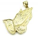 Mens 10k yellow gold large praying hands pendant