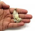 Mens 10k yellow gold large praying hands pendant