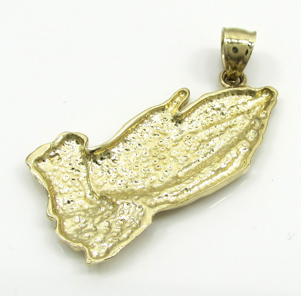 10k mini yellow gold praying hands pendant - Image 2
