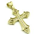 Mens medium 10k yellow gold cz cross pendant 1.25ct