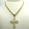 Mens medium 10k yellow gold cz cross pendant 1.25ct