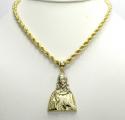 Mens 10k two tone jesus heart pendant