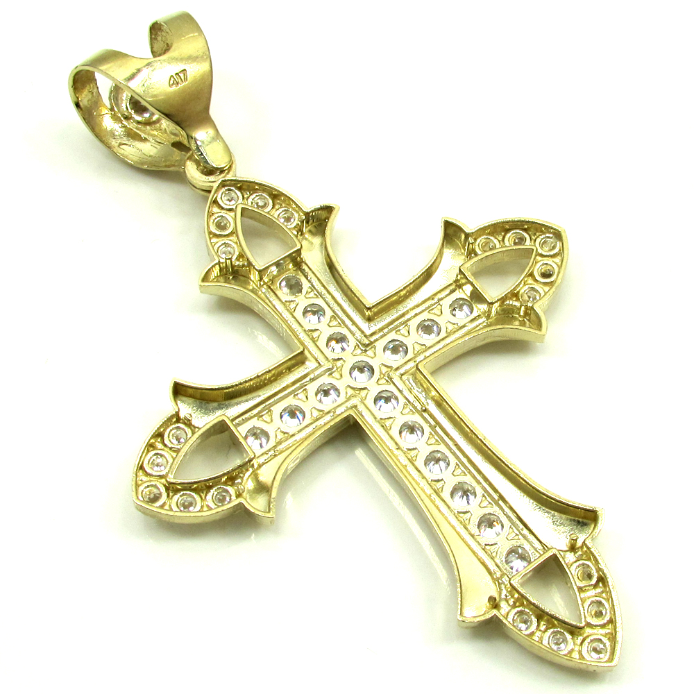 14k Yellow or White Gold Cz Cross Pendant 