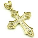 Mens large 10k yellow gold cz cross pendant 1.50ct