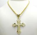 Mens large 10k yellow gold cz cross pendant 1.50ct