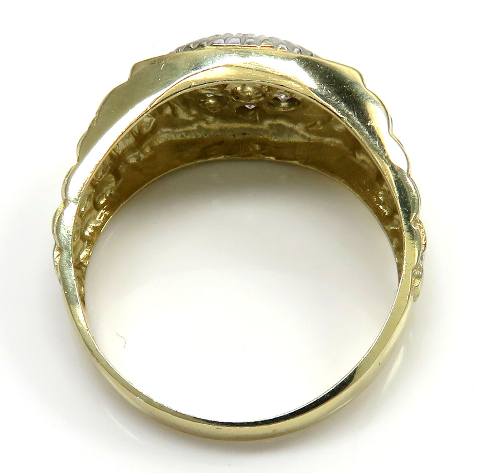 14k two tone small cz presidential ring 0.45ct