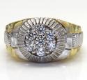 14k two tone small cz presidential ring 0.45ct