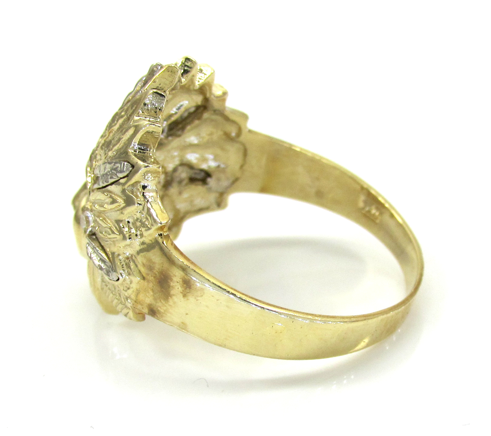 Mens 10k two tone indian chief cz head ring 0.35ct