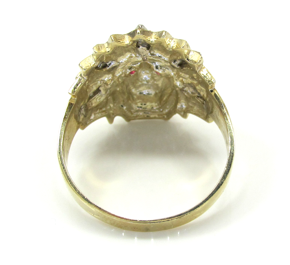 Mens 10k two tone indian chief cz head ring 0.35ct