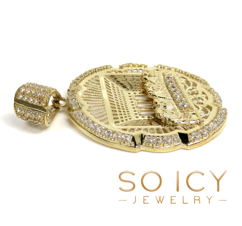 10k yellow gold two tone cz medium jesus apostles last supper pendant 4.00ct