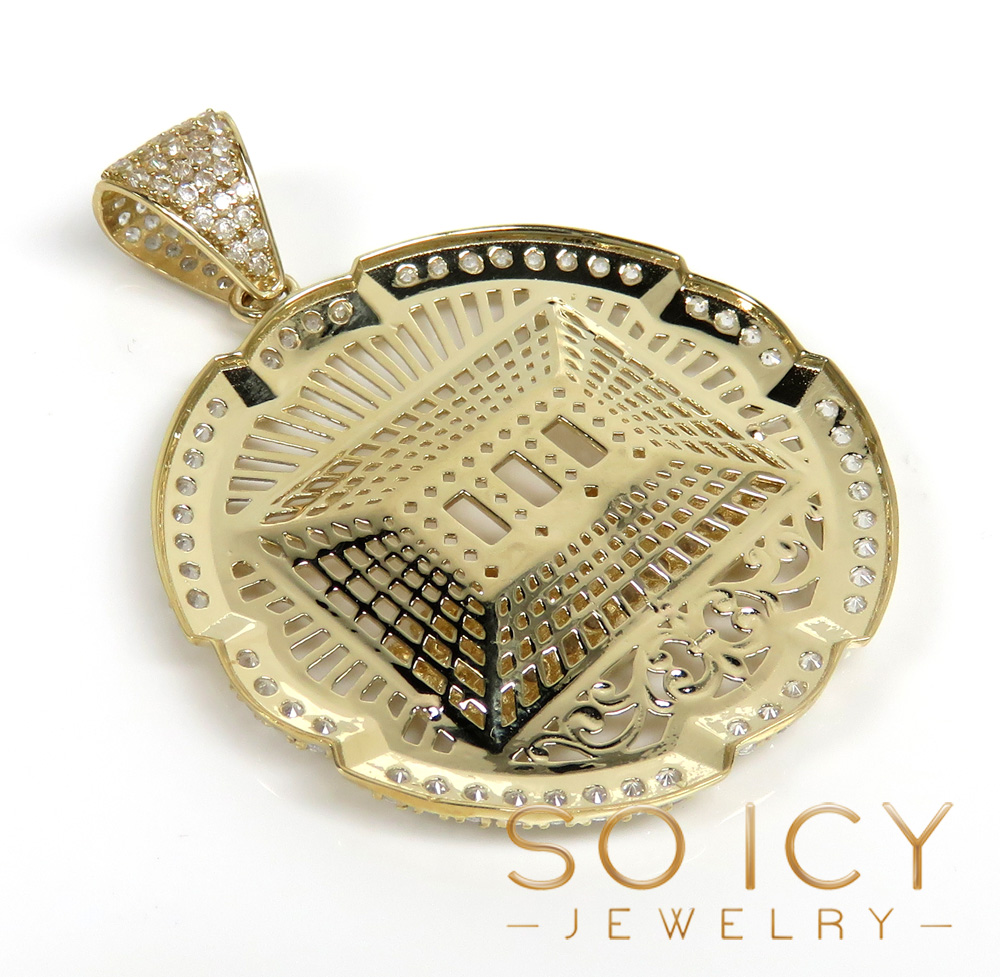 10k yellow gold two tone cz medium jesus apostles last supper pendant 4.00ct