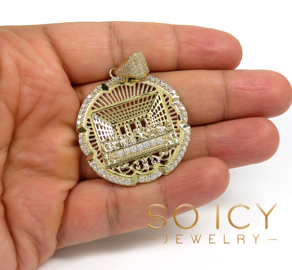 10k yellow gold two tone cz medium jesus apostles last supper pendant 4.00ct - Image 6