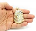 Mens 10k two tone cz medium jesus head pendant 3.00ct