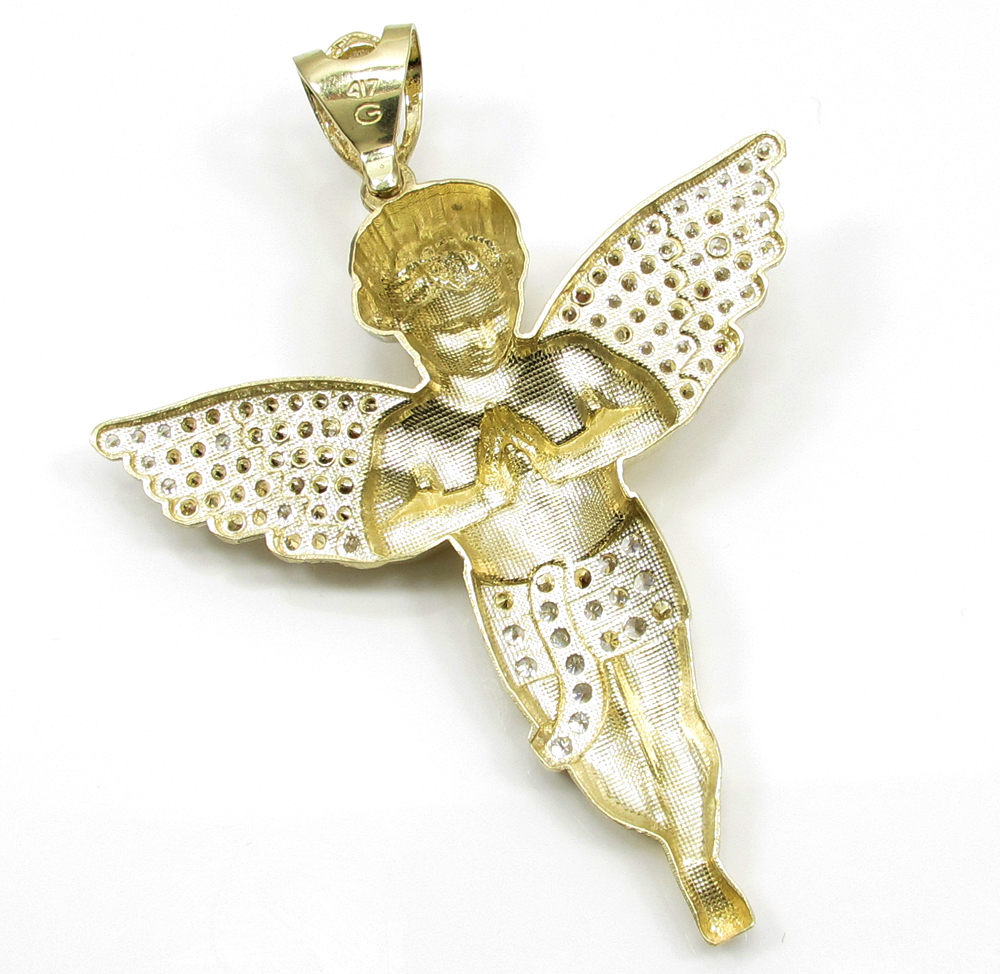 10k yellow gold large baby cherub angel pendant 3.75ct - Image 3