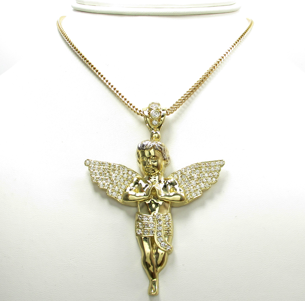 10k yellow gold large baby cherub angel pendant 3.75ct - Image 5