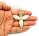 10k yellow gold large baby cherub angel pendant 3.75ct
