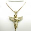 10k yellow gold large baby cherub angel pendant 3.75ct