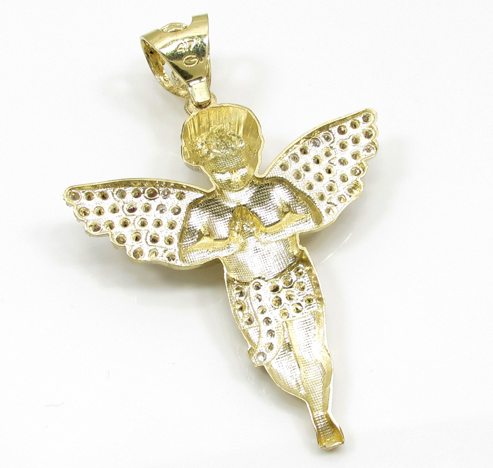 10k yellow gold medium baby cherub angel pendant 3.00ct - Image 3