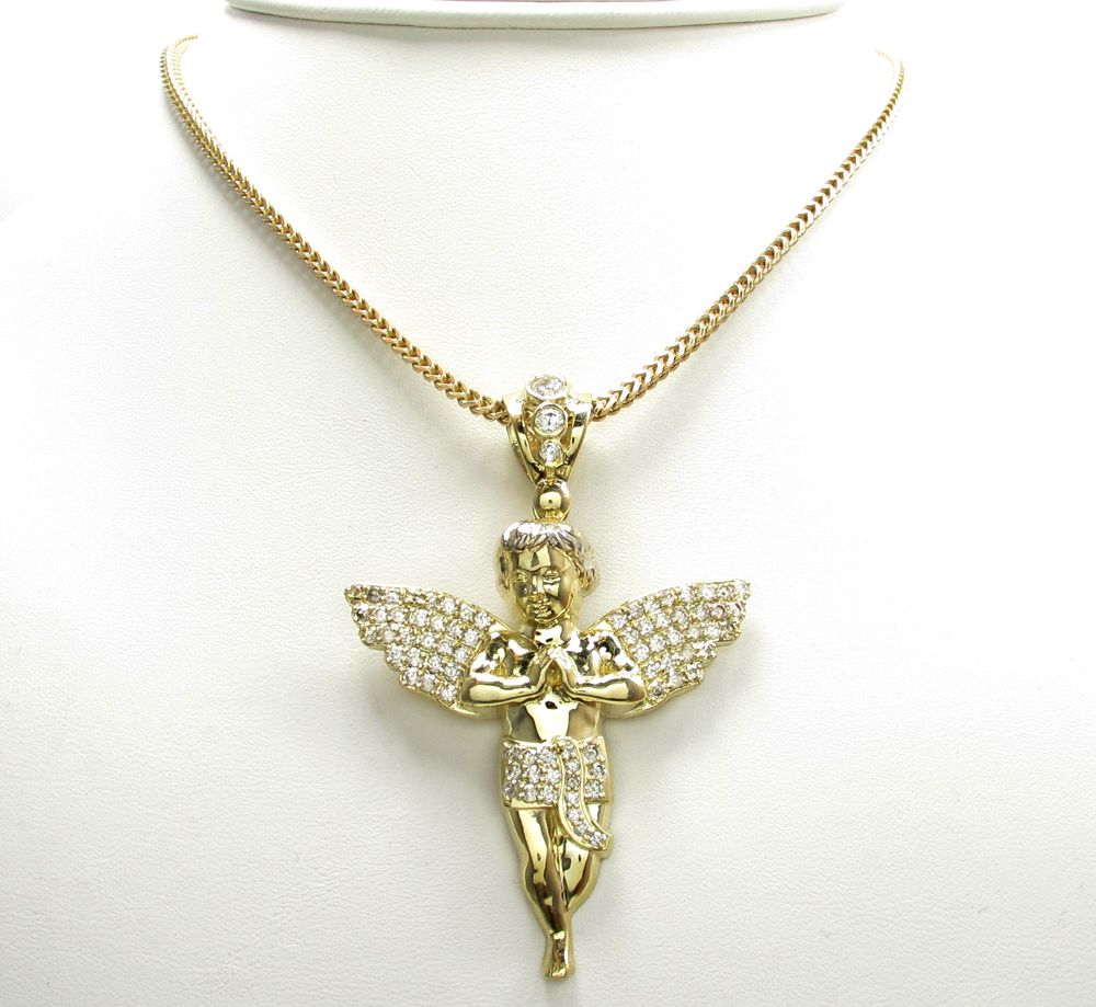 Buy 10k Yellow Gold Medium Baby Cherub Angel Pendant 3.00ct Online at SO ICY JEWELRY