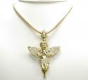 10k yellow gold medium baby cherub angel pendant 3.00ct