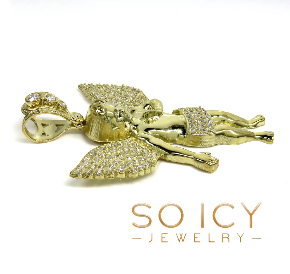 10k yellow gold medium baby cherub pendant 3.15ct