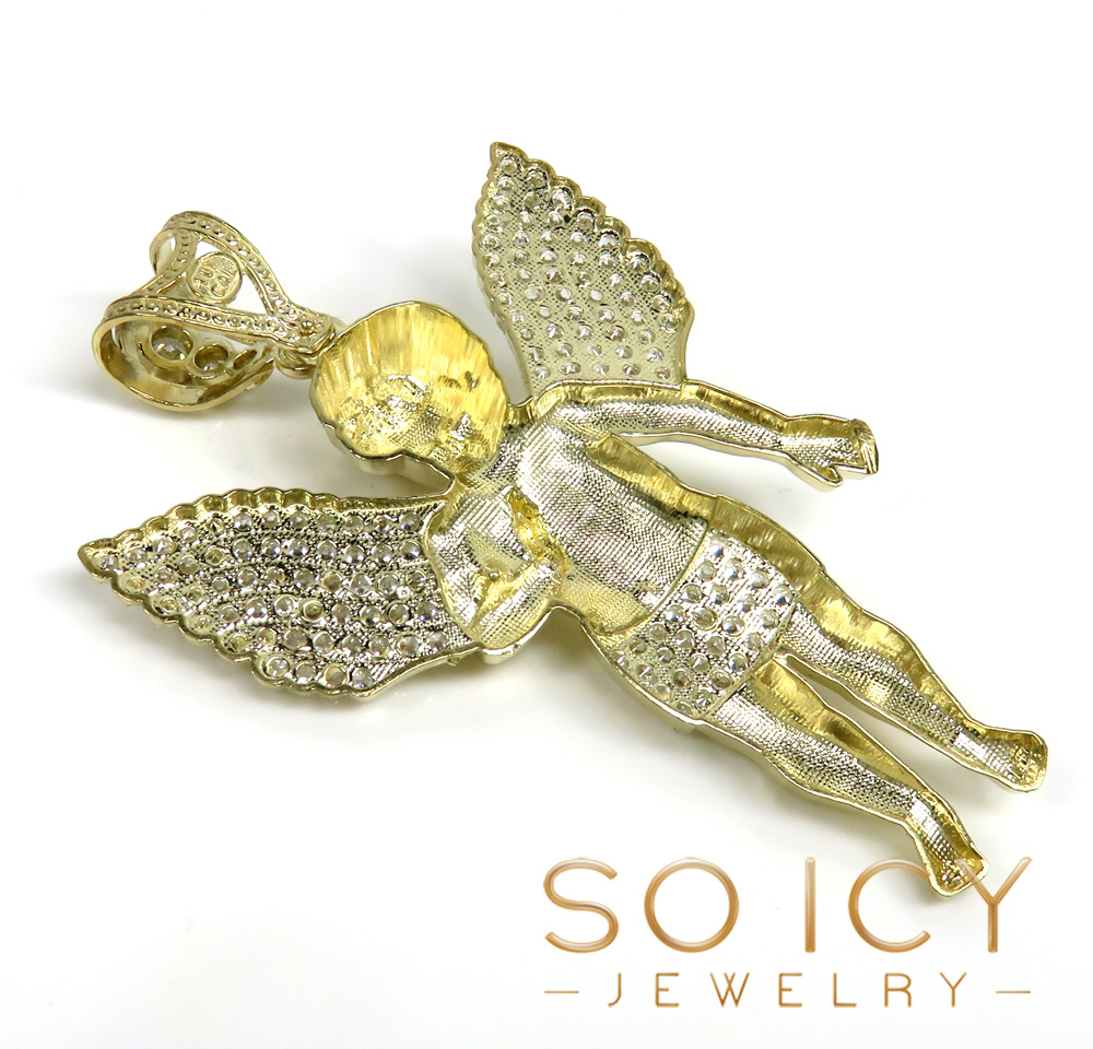 10k yellow gold medium baby cherub pendant 3.15ct - Image 4