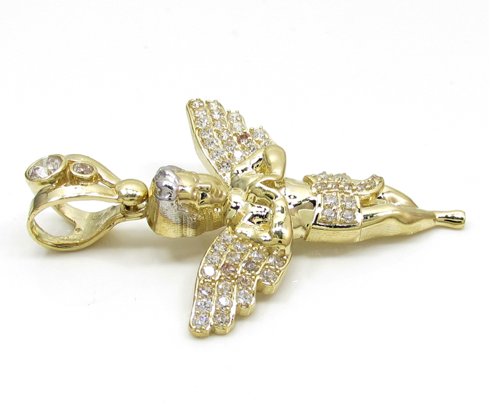10k yellow gold small baby cherub angel pendant 2.50ct