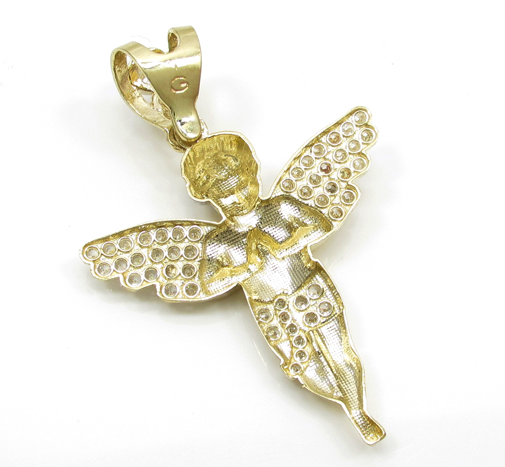 10k yellow gold small baby cherub angel pendant 2.50ct - Image 3