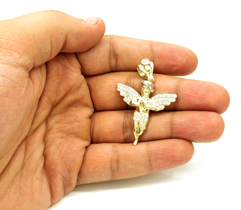 10k yellow gold small baby cherub angel pendant 2.50ct - Image 5