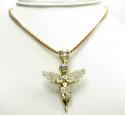 10k yellow gold small baby cherub angel pendant 2.50ct