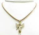 10k yellow gold small baby cherub angel pendant 1.50ct