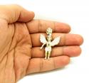 10k yellow gold small baby cherub angel pendant 2.50ct