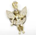 10k yellow gold small baby cherub angel pendant 2.50ct