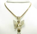 10k yellow gold small baby cherub angel pendant 2.50ct