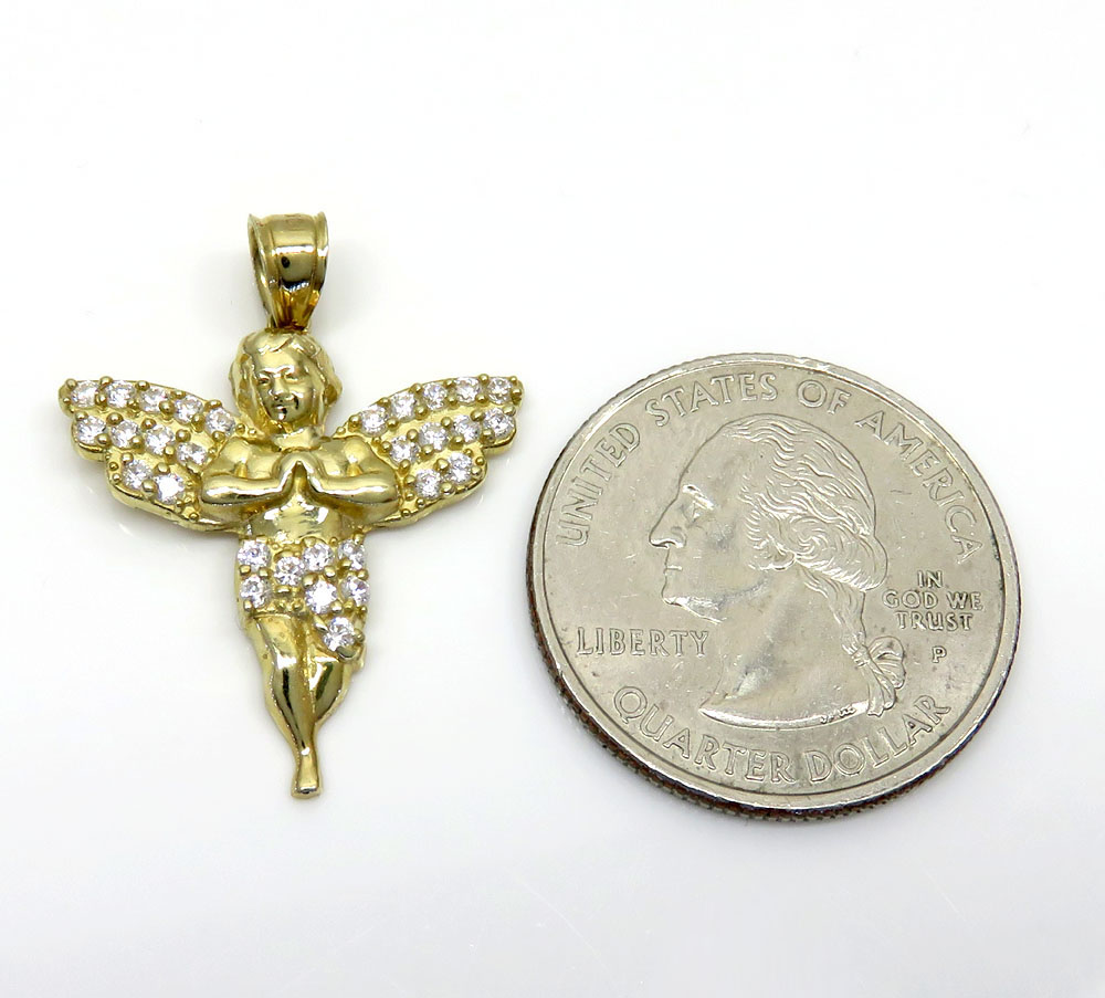 10k yellow gold mini baby cherub angel pendant 1.50ct