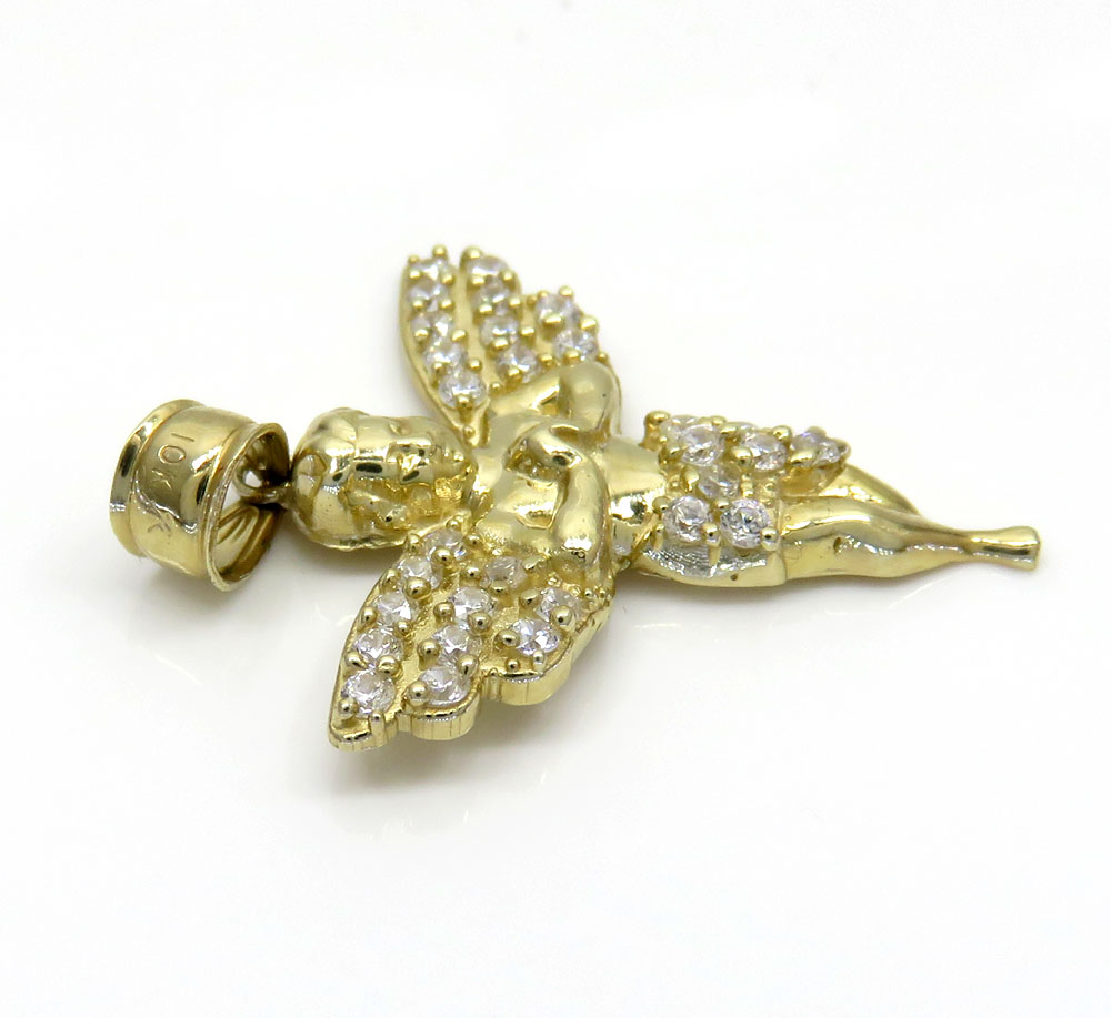10k yellow gold mini baby cherub angel pendant 1.50ct - Image 3