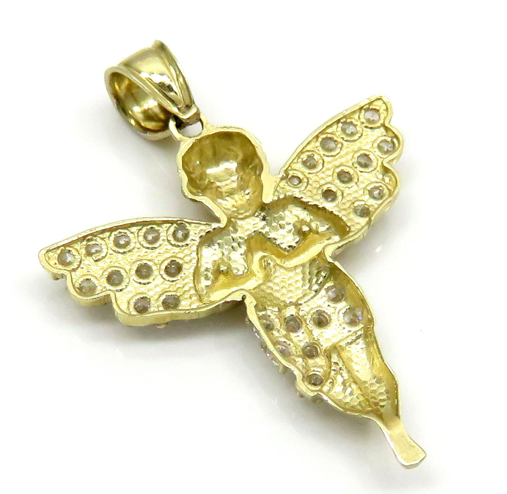 10k yellow gold mini baby cherub angel pendant 1.50ct